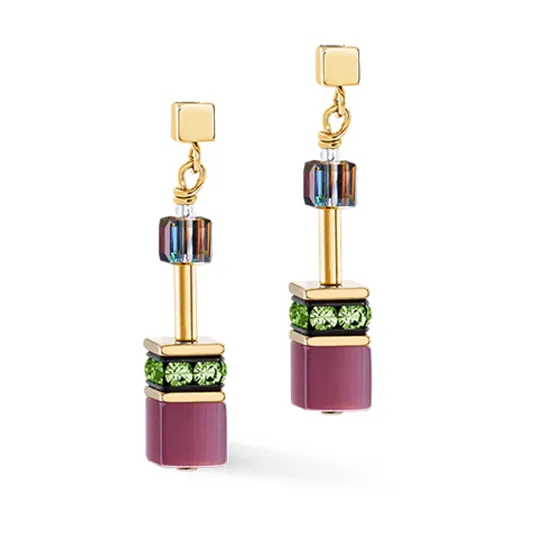 Coeur de Lion Ohrringe GeoCube Iconic Art Nouveau goldfarben bunt 2838/21-1578