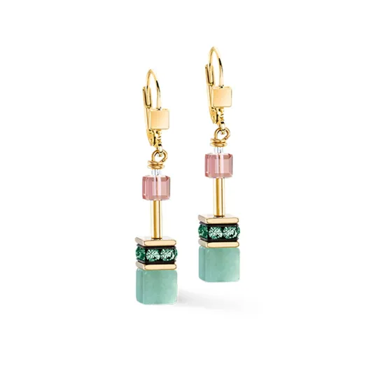 Coeur de Lion Ohrringe GeoCube Iconic Precious Art Nouveau goldfarben grün 4905/20-1578