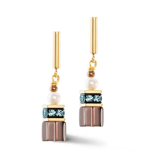 Coeur de Lion Ohrringe GeoCUBE Fusion Precious Pearl Mix goldfarben 1122/21-1538