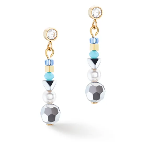 Coeur de Lion Ohrringe Ocean Vibes Edelstahl türkis goldfarben 2035/21-0600