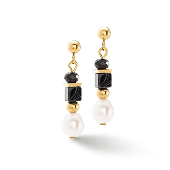 Coeur de Lion Ohrstecker PEARL EDITION Pearls Onyx goldfarben 1132/21-1314