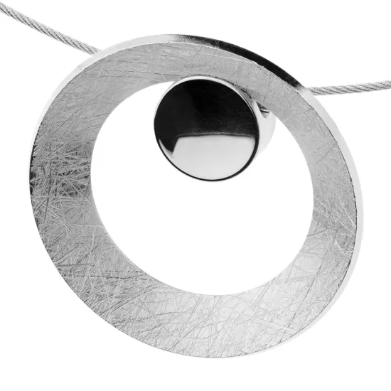 Ernstes Design Anhänger Edelstahl matt gekratzt poliert rund AN974