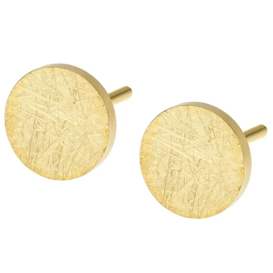 Ernstes Design Ohrstecker rund Edelstahl goldfarben gekratzt E468