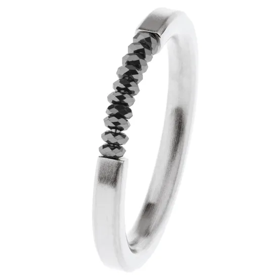 Ernstes Design Ring Gr. 58 matt poliert facettierter schwarzer Hämatit R732.58