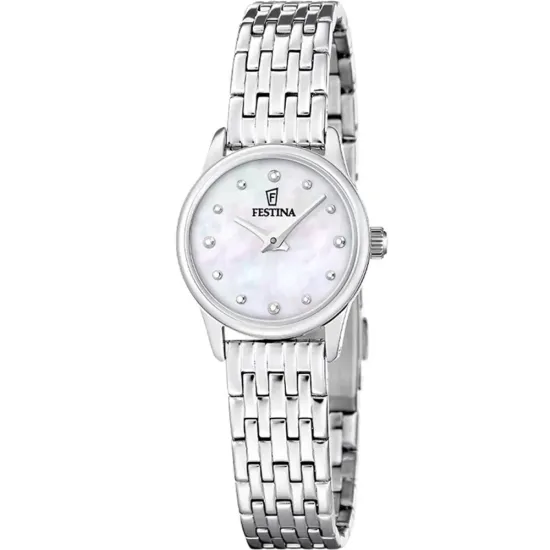 Festina Damenuhr analog Edelstahlband Zifferblatt perlmutt F20749/1