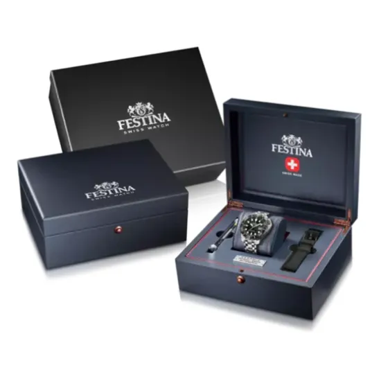Festina Swiss Made Diver Taucheruhr Automatik silberfarben schwarz F20043/6