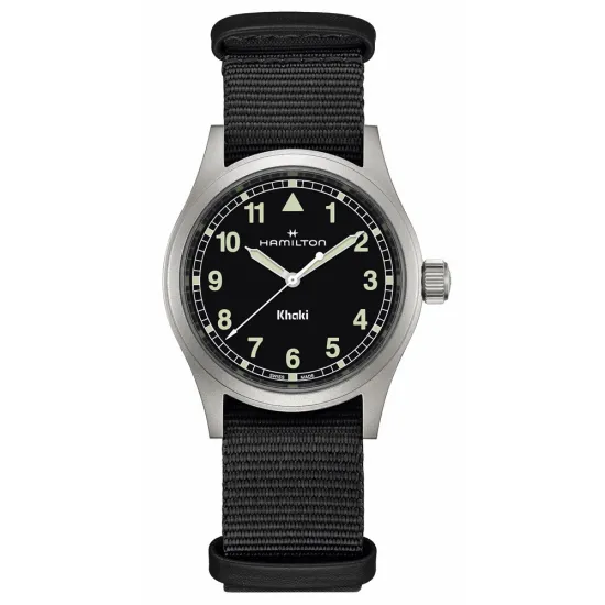 HAMILTON Armbanduhr Khaki Field 38 mm silberfarben schwarz mit Textilband H69401430