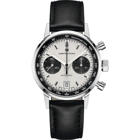 HAMILTON Herrenuhr Edelstahl Lederarmband Intra-Matic Automatik Chrono H38416711