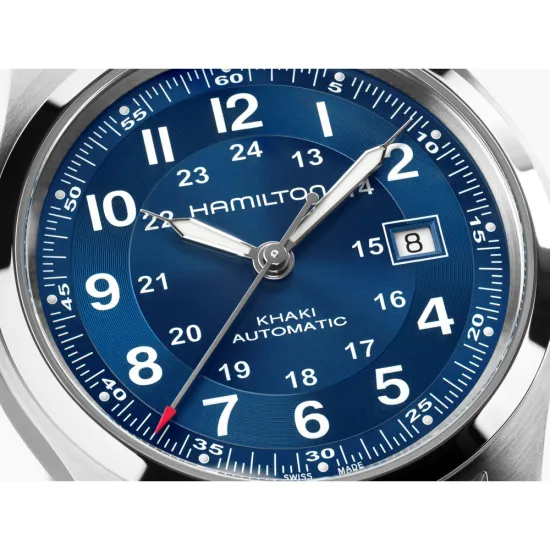 HAMILTON Herrenuhr Khaki Field Automatik silberfarben blau 42 mm H70605140
