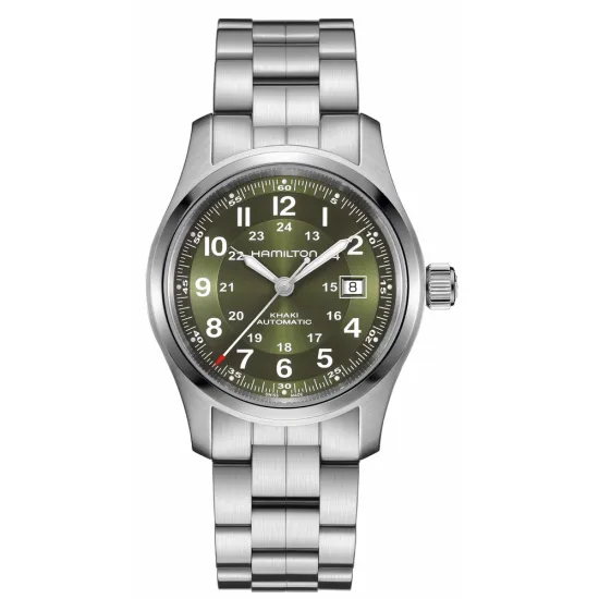 HAMILTON Herrenuhr Khaki Field Automatik silberfarben grün 42 mm H70605160