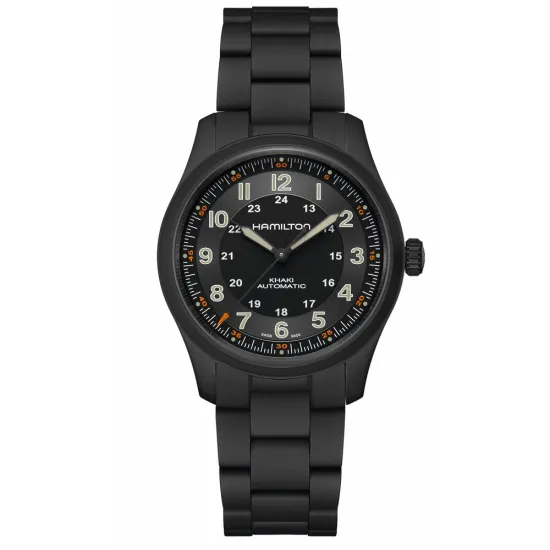 HAMILTON Herrenuhr Khaki Field Automatik Titanium schwarz 38 mm H70215130