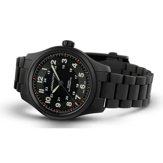 HAMILTON Herrenuhr Khaki Field Automatik Titanium schwarz H70665130