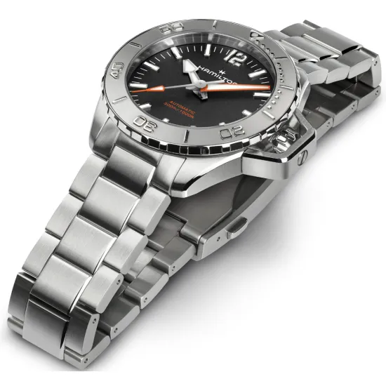 HAMILTON Herrenuhr Khaki Navy Frogman Edelstahlband Automatik H77485130