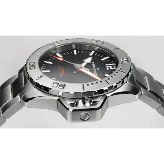 HAMILTON Herrenuhr Khaki Navy Frogman Edelstahlband Automatik H77485130