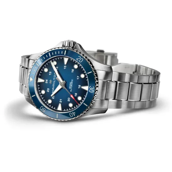 HAMILTON Herrenuhr Khaki Navy Scuba Automatik silberfarben blau H82505140