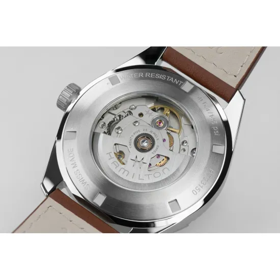 HAMILTON Khaki Field Expedition Automatik 41mm silberfarben blau Lederband braun H70315540