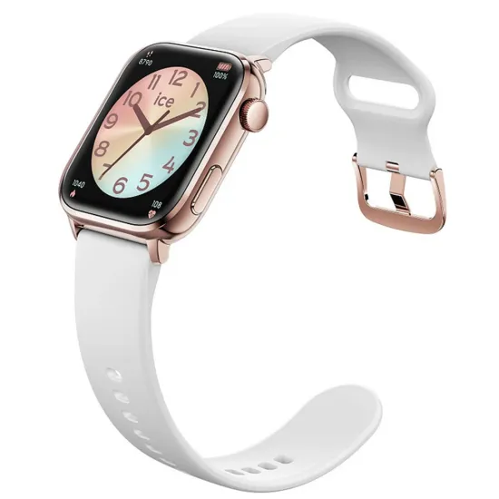 Ice Watch Damen Smartwatch Smart Two weiss rosegoldfarben eckig mit Silikonband 022537