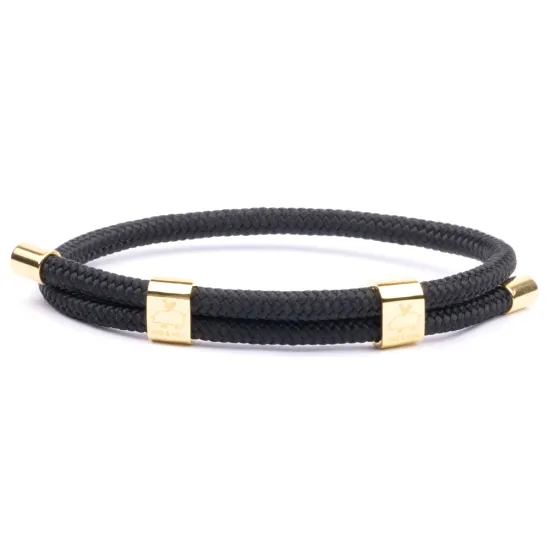 PIG & HEN Herren-Armband Little Lewis DBL Black goldfarben Größe L P33-390000-L