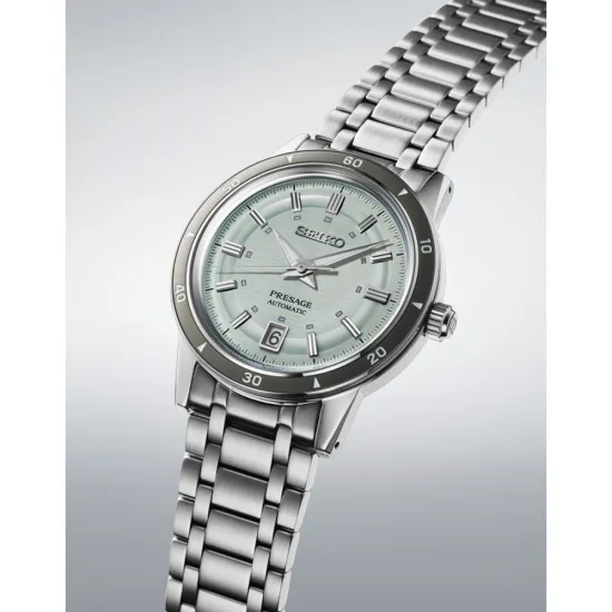 Seiko Herrenuhr Presage Automatic Style 60s hellgrün silberfarben SRPL71J1