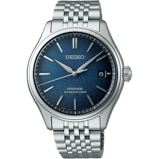 Seiko Presage Automatik Armbanduhr silberfarben mit blauen Zifferblatt Ai-iro SPB525J1