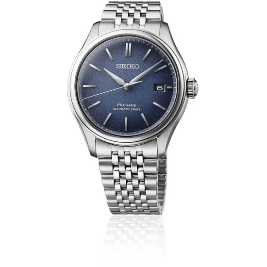 Seiko Presage Automatik Armbanduhr silberfarben mit blauen Zifferblatt Ai-iro SPB525J1