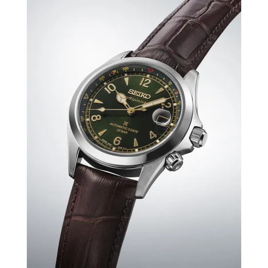 Seiko Prospex Land Alpinist Automatikuhr grün braun mit Lederband SPB507J1