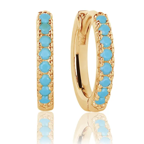 SIF JAKOBS Creole Ohrringe Ellera Medio Silber 925 vergoldet Zirkonia blau SJ-E2859-TQ-YG