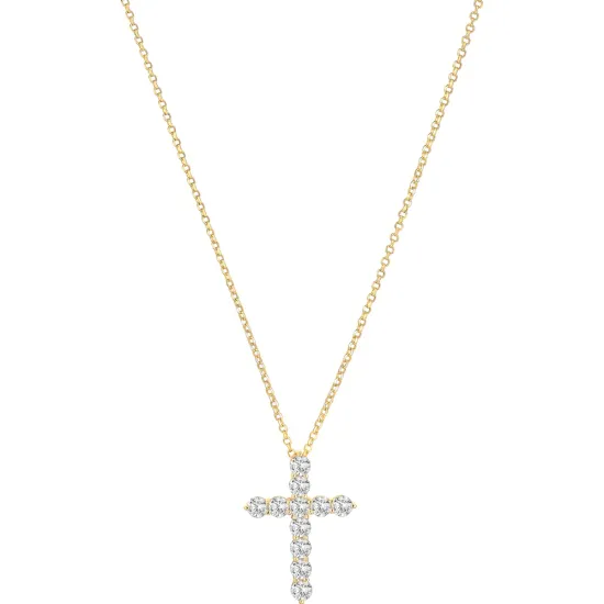 SIF JAKOBS Kette Belluno Croce Silber 925 18K vergoldet mit Kreuzanhänger SJ-N2394-CZ-YG