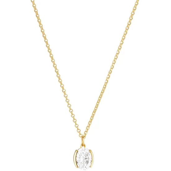 SIF JAKOBS Kette Ellisse Carezza Silber 925 18K vergoldet mit weissem Zirkonia SJ-N2353-CZ-YG