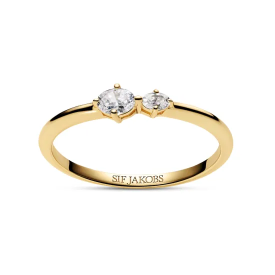 SIF JAKOBS Ring Ovale Due 925er Silber vergoldet Gr. 54 SJ-R2745-CZ-YG-54