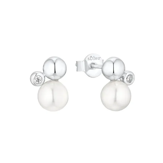 s.Oliver Ohrstecker 925 Silber mit Kugeln und Perlen 2036869