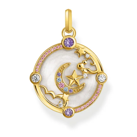 Thomas Sabo Anhänger Mond Silber 925 vergoldet weiß mit Zirkonias PE954-565-7