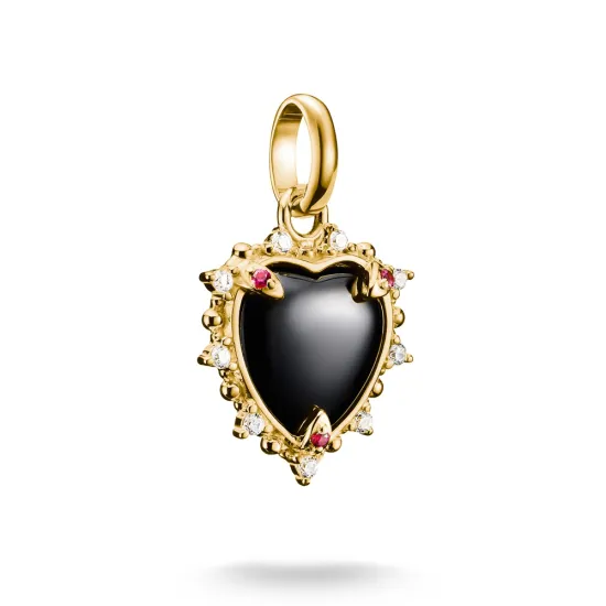 Thomas Sabo Charm Anhänger Herz schwarz mit Zirkonias Connect Silber 925 vergoldet CC1286-995-11