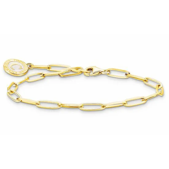 Thomas Sabo Charmista Armband 19 cm mit weissem Coin Silber 925 vergoldet X0286-427-39 L19