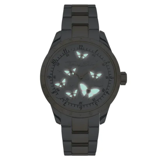 Thomas Sabo Damenuhr Schmetterlinge Silberfarben Schwarz  WA0432-201-203