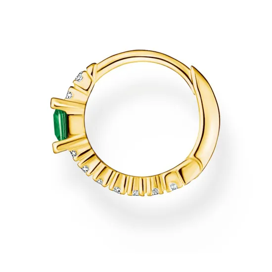 Thomas Sabo Ohrring Einzel-Creole mit grünem Stein Silber 925 vergoldet CR691-971-7