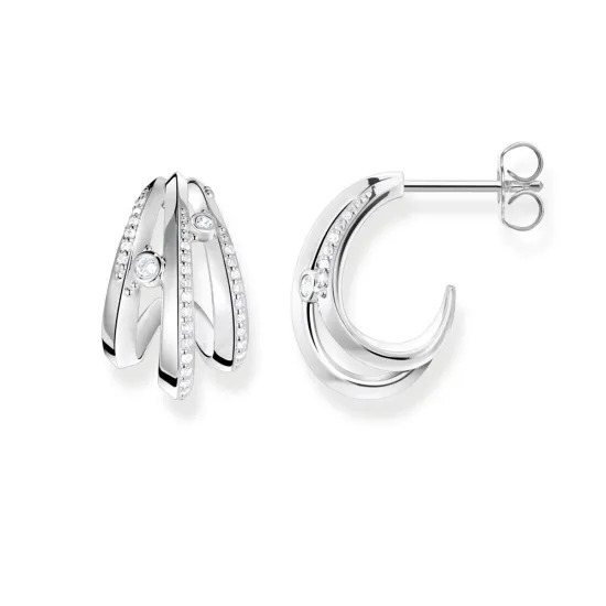 Thomas Sabo Ohrringe Creole Welle Silber 925 Zirkonias weiss H2231-051-14
