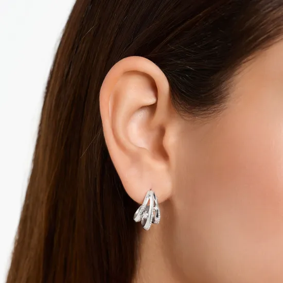 Thomas Sabo Ohrringe Creole Welle Silber 925 Zirkonias weiss H2231-051-14