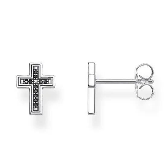 Thomas Sabo Ohrstecker schwarze Kreuze Silber 925 mit schwarzen Zirkonias H2112-643-11