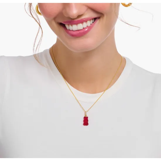 Thomas Sabo x Haribo Halskette Silber 925 vergoldet Gummibärchen rot KE2209-414-10-L45V