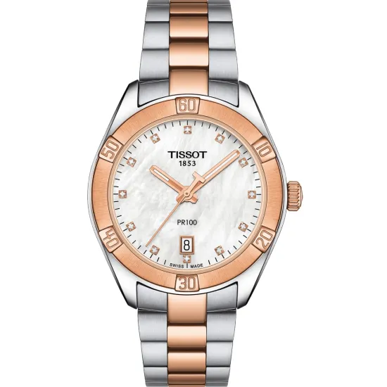 Tissot Damenuhr PR100 Sport Chic Lady silber rosegoldfarben T101.910.22.116.00