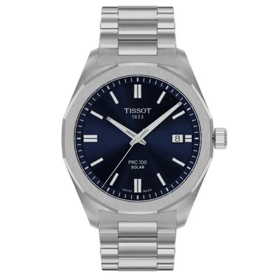 Tissot Herrenuhr PRC 100 Solar Quarz silberfarben blau 39 mm T151.422.11.041.00