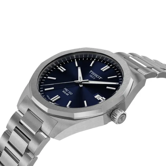 Tissot Herrenuhr PRC 100 Solar Quarz silberfarben blau 39 mm T151.422.11.041.00