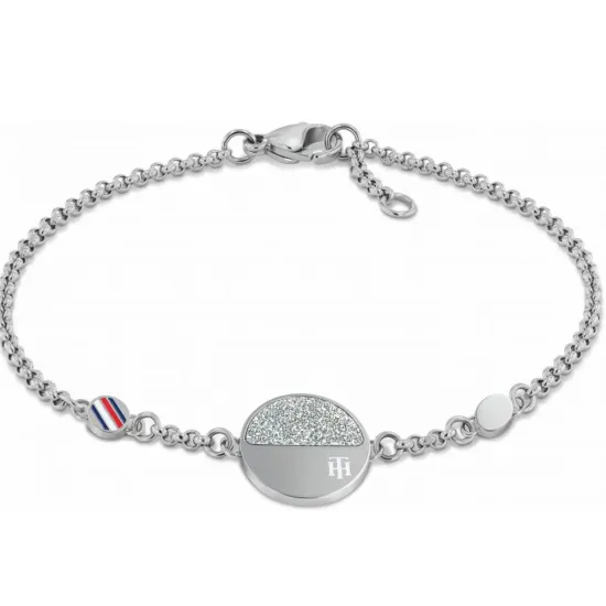 Tommy Hilfiger Damen Armband Edelstahl IP silberfarben mit rundem Anhänger 2780460