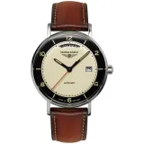 Bauhaus Aviation Automatikuhr beige schwarz mit braunem Lederband 2462-2