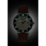 Bauhaus Aviation Automatikuhr beige schwarz mit braunem Lederband 2462-2