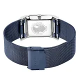 BERING Damenuhr eckig blau mit Milanaiseband und Zirkonias 10426-397-S