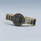 BERING Damenuhr Keramik schwarz Edelstahl goldfarben 11429-732