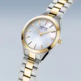 BERING Damenuhr Solar bicolor mit Gliederband Zifferblatt Perlmutt 17331-710