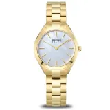 BERING Damenuhr Solar goldfarben mit Gliederband Zifferblatt Perlmutt 17331-734